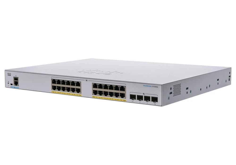 Switch de rețea cisco cbs250-24p-4x, 24x 10/100/1000 mbps 6