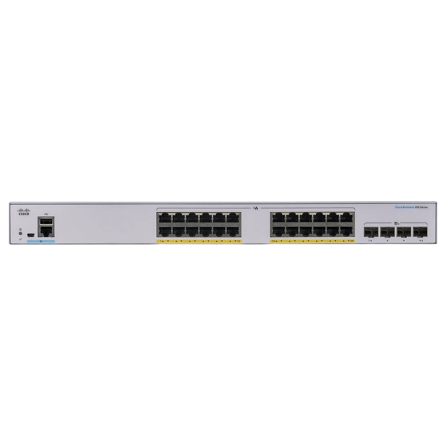 Switch de rețea cisco cbs250-24p-4x, 24x 10/100/1000 mbps 5