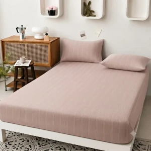 Set lenjerie de pat 3pcs 180x200cm,roz deschis (06-ms710-60-ev)