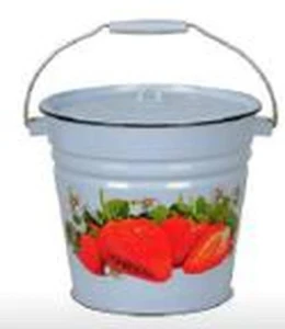 Caldare cu capac 12 l albastră deschis cu capsuna (ch - 03)