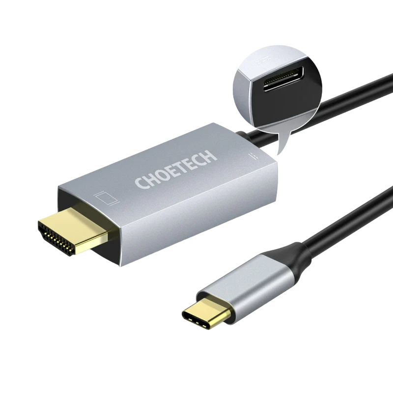 Adaptor usb choetech xch-m180, usb type-c (f) - hdmi (f), 1,8m, argintiu 3
