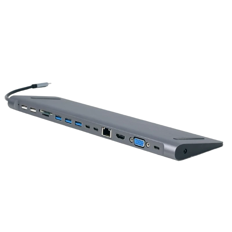 Видеоадаптер cablexpert a-cm-combo9-01, usb type-c - lan, vga, hdmi, usb type-c, usb type-a, sd card-reader, серый 3