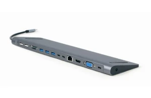 Видеоадаптер cablexpert a-cm-combo9-01, usb type-c - lan, vga, hdmi, usb type-c, usb type-a, sd card-reader, серый Thumbnail 4
