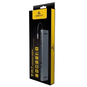 Видеоадаптер cablexpert a-cm-combo9-01, usb type-c - lan, vga, hdmi, usb type-c, usb type-a, sd card-reader, серый Thumbnail 2