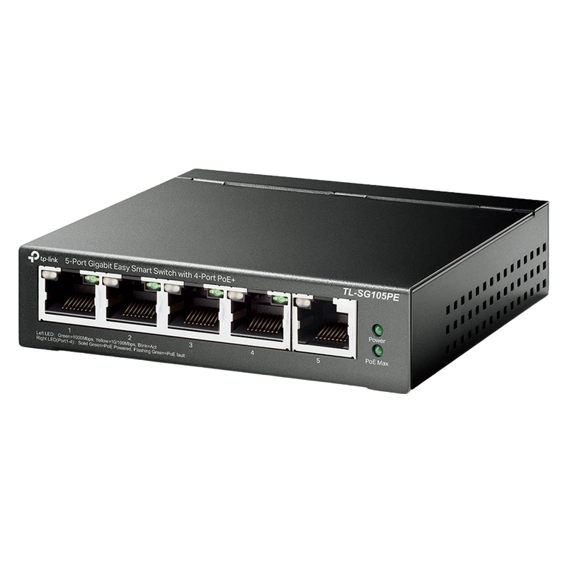 Poe коммутатор tp-link tl-sg105pe, 4x ieee 802.3af/at 4