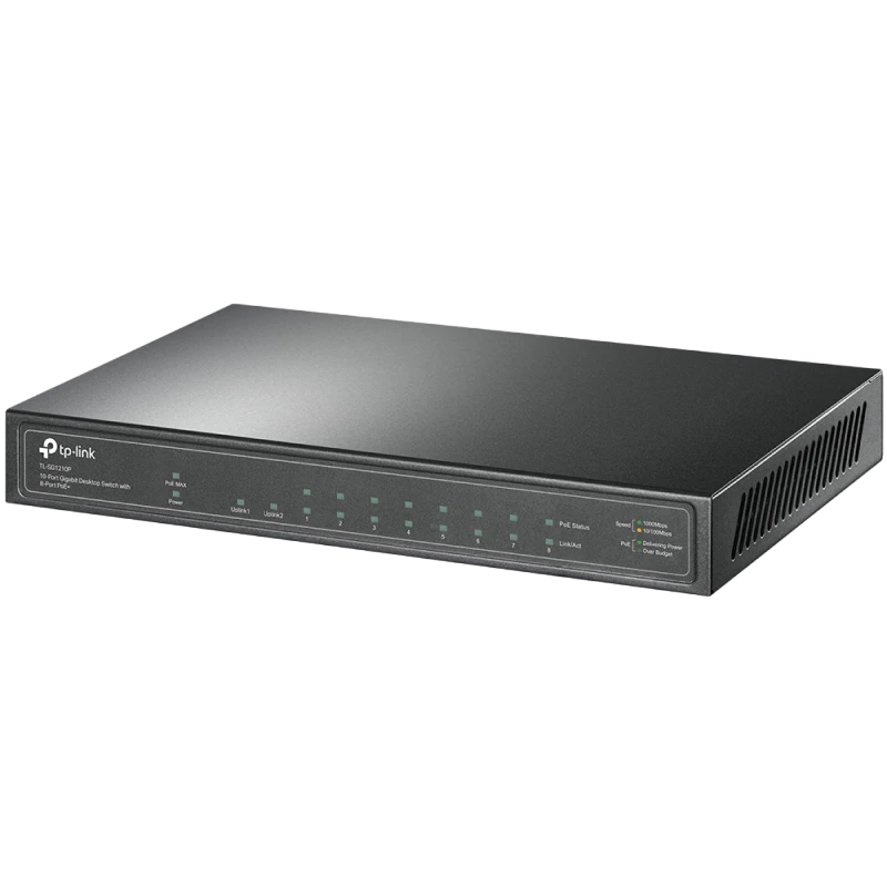 Коммутатор tp-link tl-sg1210p 10 портов 10/100/1000 мбит/с poe+, 8 poe+ портов, бюджет 63 вт, sfp, стальной корпус 5