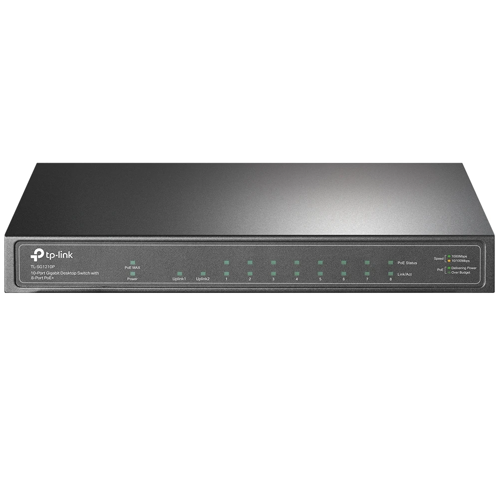 Коммутатор tp-link tl-sg1210p 10 портов 10/100/1000 мбит/с poe+, 8 poe+ портов, бюджет 63 вт, sfp, стальной корпус 8