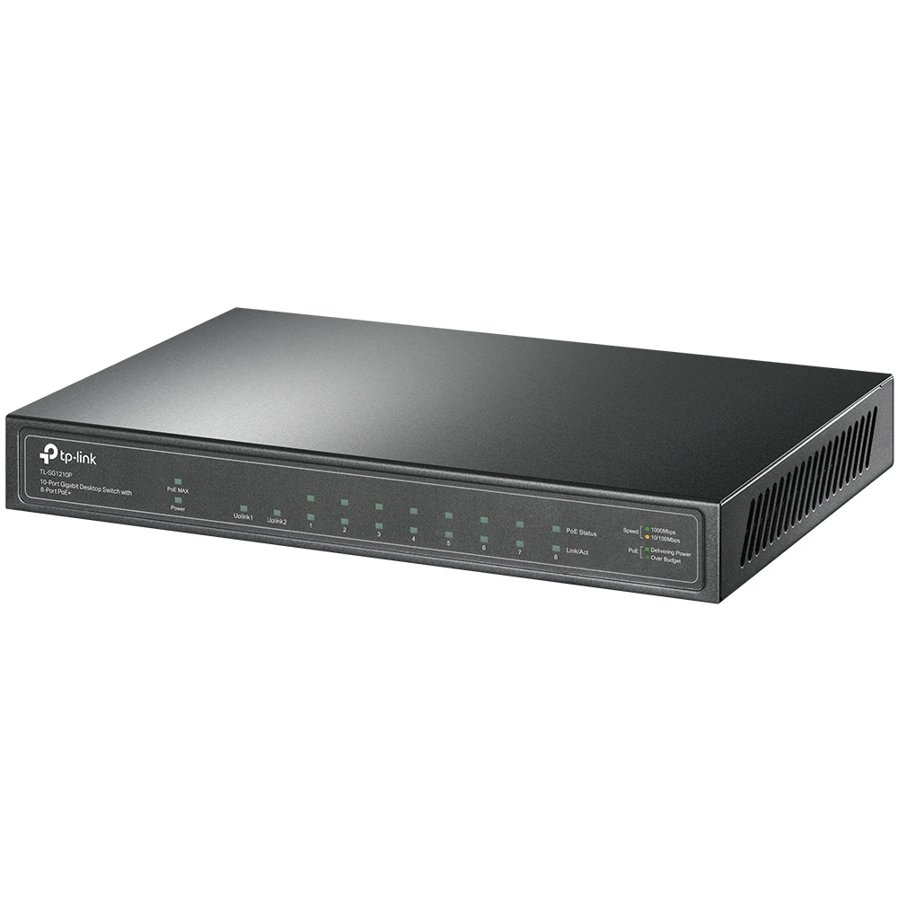 Коммутатор tp-link tl-sg1210p 10 портов 10/100/1000 мбит/с poe+, 8 poe+ портов, бюджет 63 вт, sfp, стальной корпус 7