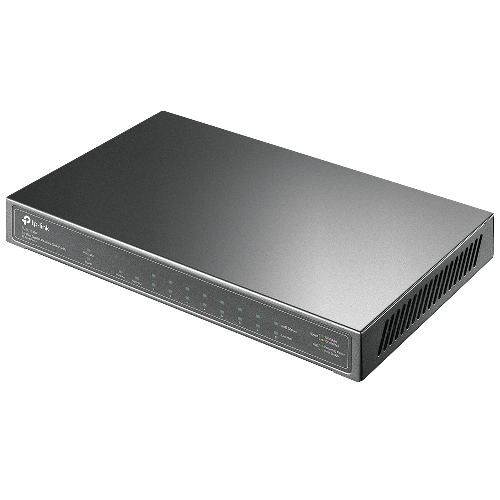 Коммутатор tp-link tl-sg1210p 10 портов 10/100/1000 мбит/с poe+, 8 poe+ портов, бюджет 63 вт, sfp, стальной корпус 3