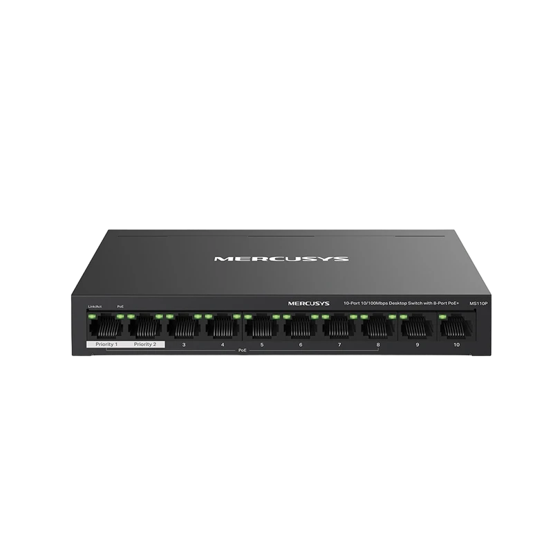 Comutator poe mercusys ms110p, 8x ieee 802.3af/at 4
