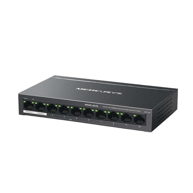 Comutator poe mercusys ms110p, 8x ieee 802.3af/at 2