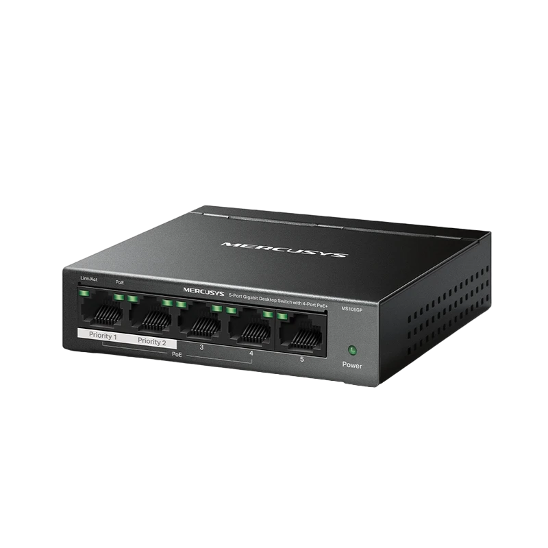 Comutator poe mercusys ms105gp, 4x ieee 802.3af/at 3