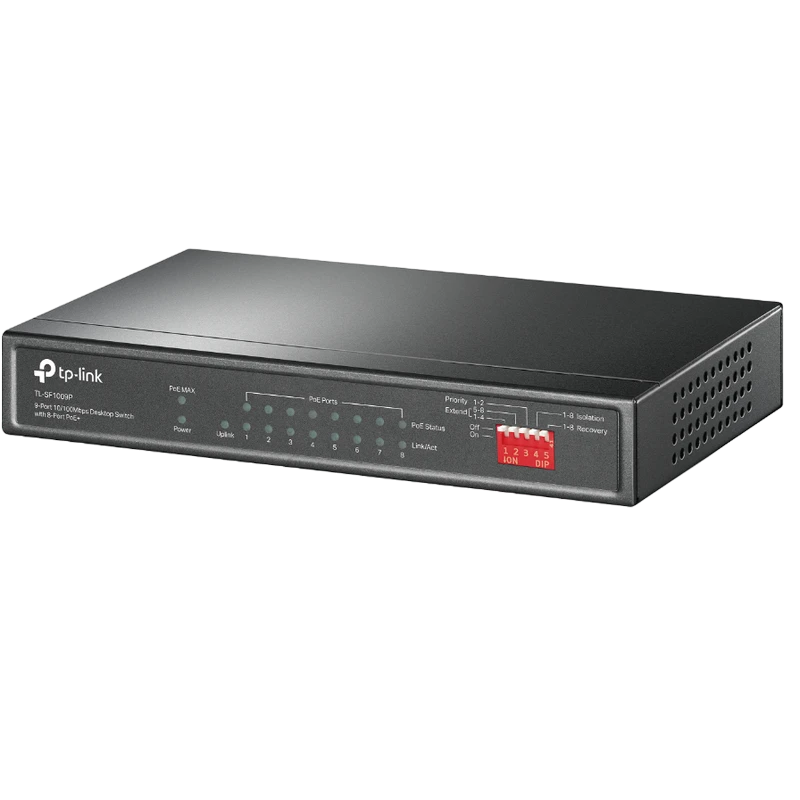 Poe коммутатор tp-link tl-sf1009p, 8x ieee 802.3af/at 5