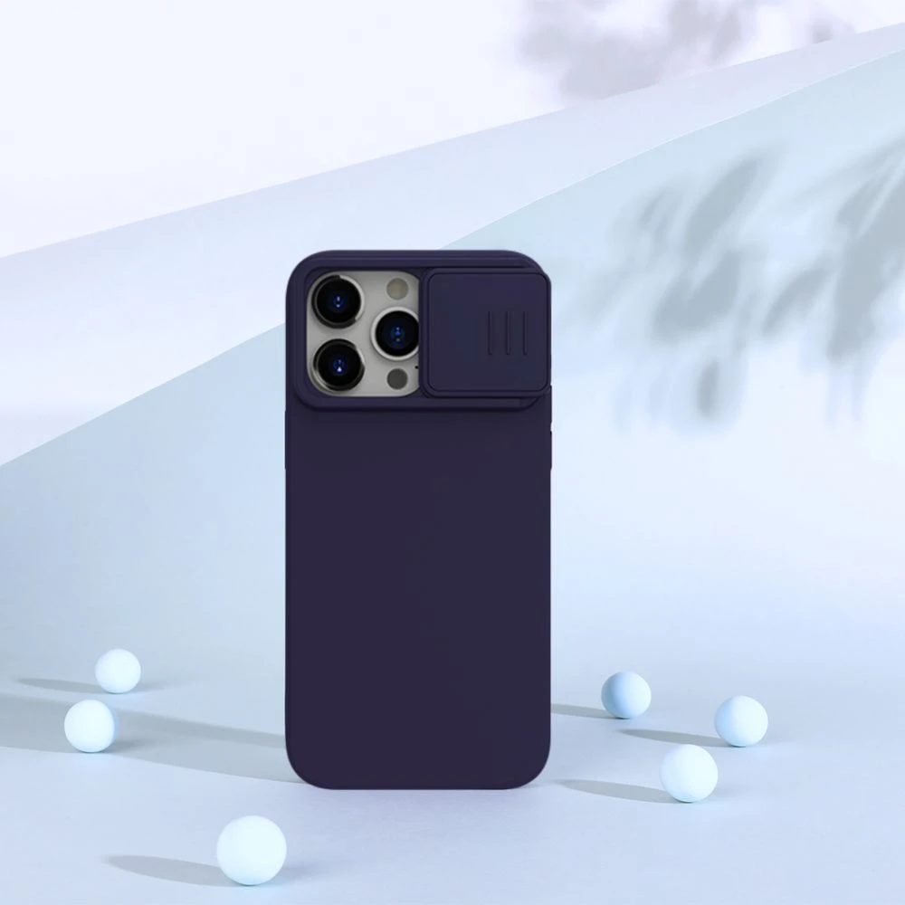 Чехол nillkin iphone 15 pro, camshield silky silicone, dark purple 3