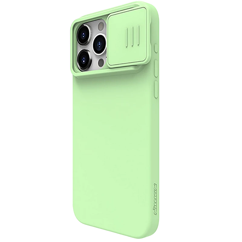 Husă nillkin iphone 15 pro, camshield silky silicone, mint green 7