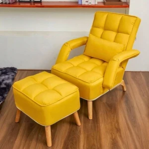 Fotoliu cu spătar reglabil și suport pentru picioare s1408 galben/muștar