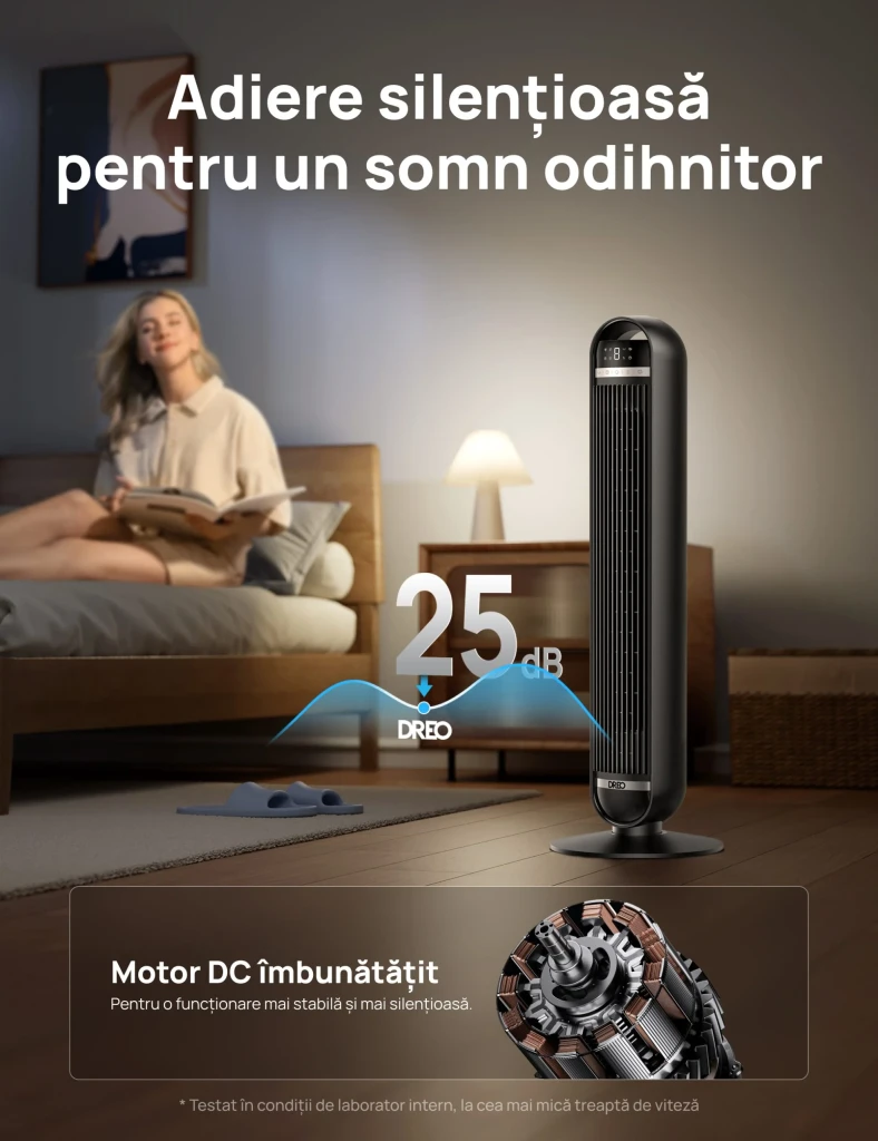 Вентилятор-колонна dreo nomad dr-htf014, 8 скоростей, 4 режима работы, пульт, черный 6