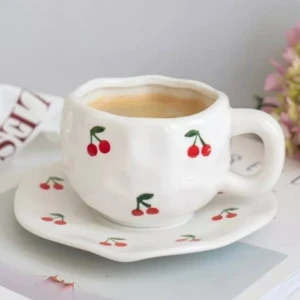 Set cana cu farfurioara, cherry, s279--2