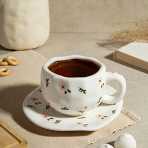 Set cana cu farfurioara, flowers, s279--3