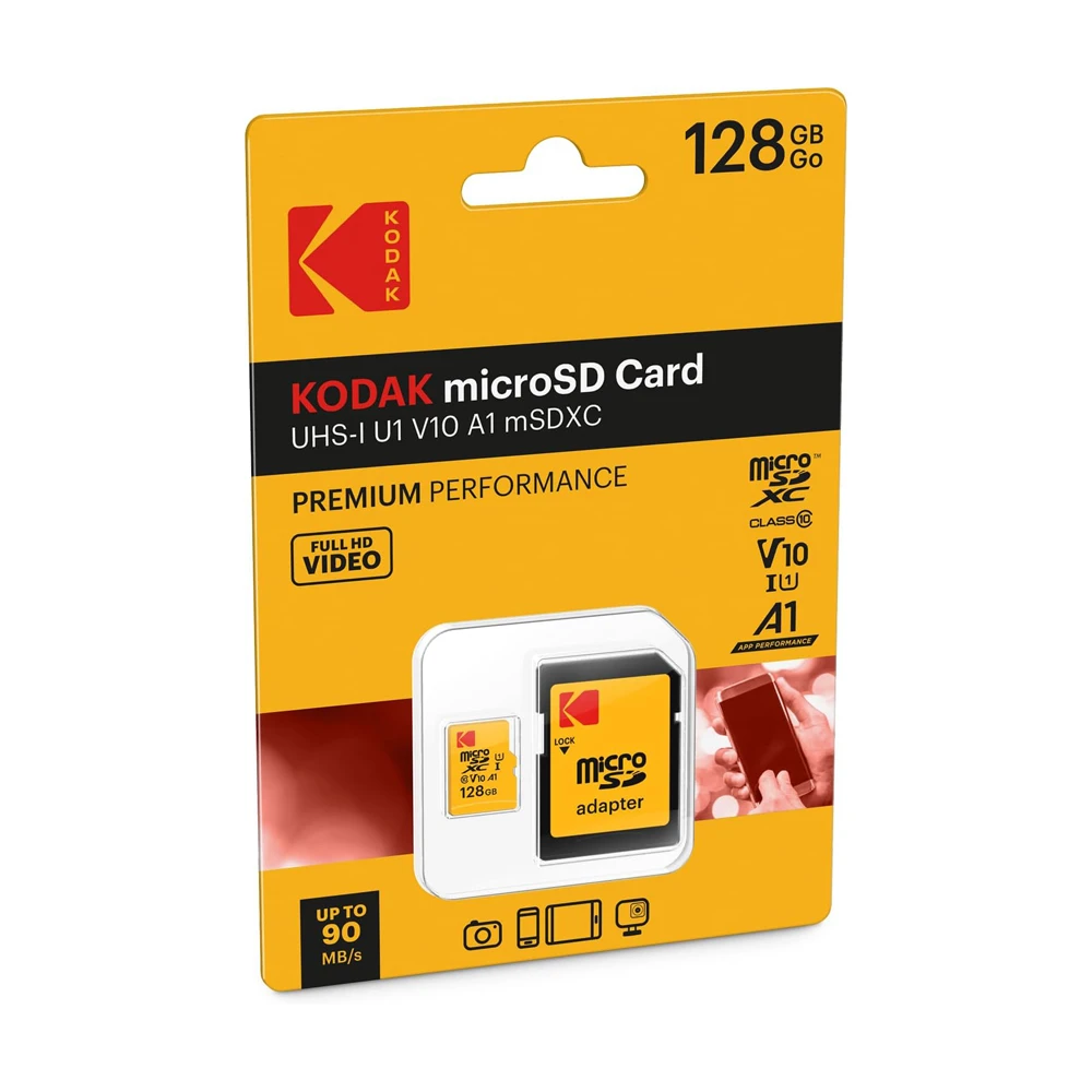Kodak microsdxc microsd 128gb uhs-i u1 v10 a1 + adaptator 3