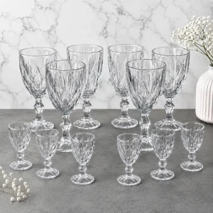 Pahare set 6+6buc, alb-transparent (8-33) 108359