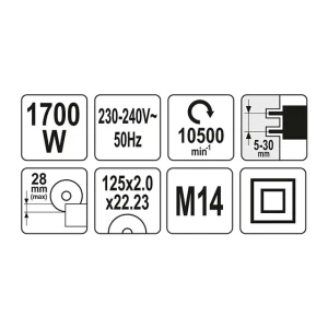 Штроборез 1700 вт 220 - 240 в 10500 об/мин yato Thumbnail 3