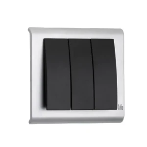 Тройной выключатель cellia 10 a 250 в чёрный/серый makel