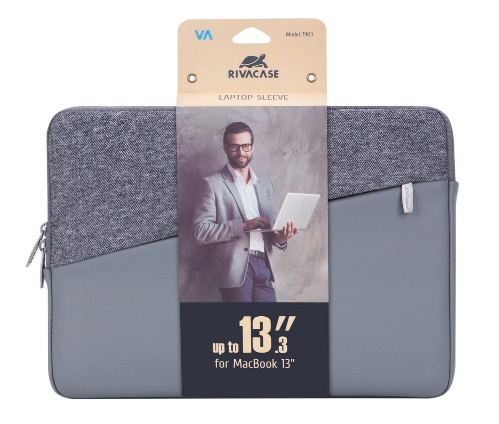 Сумка для ноутбука rivacase egmont, 13.3", polyester, серый 8