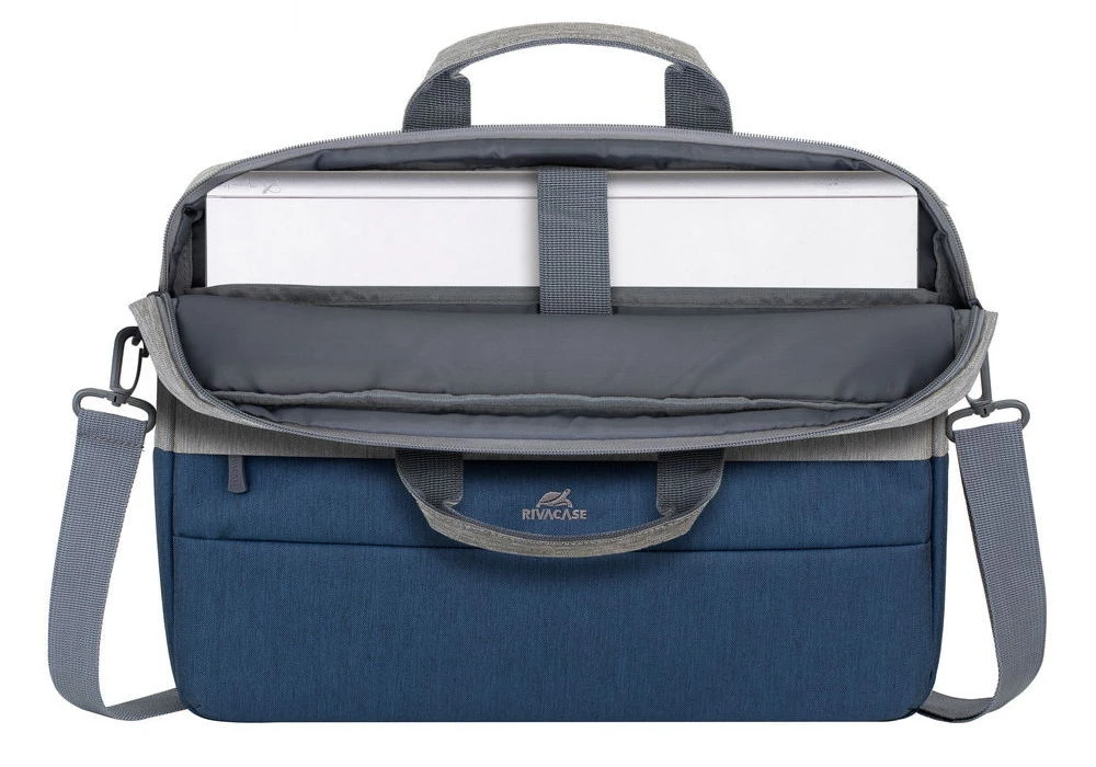 Geantă pentru laptop rivacase prater, 15.6", poliester, gri | albastru închis 17