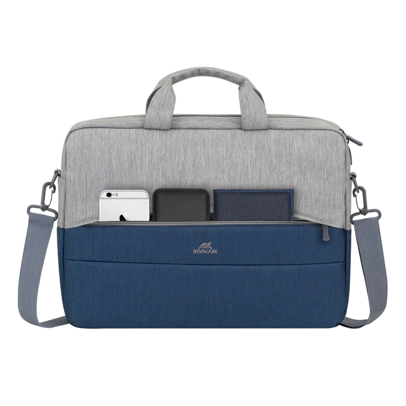Geantă pentru laptop rivacase prater, 15.6", poliester, gri | albastru închis 9