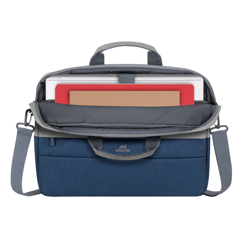Geantă pentru laptop rivacase prater, 15.6", poliester, gri | albastru închis 8
