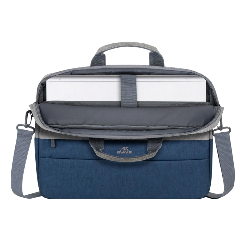 Geantă pentru laptop rivacase prater, 15.6", poliester, gri | albastru închis 11