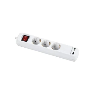 Prelungitor cu împământare și întrerupător 3 prize + 2 usb 3 m 10 a bachmann