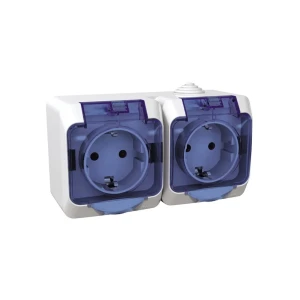 Двойная розетка с крышкой cedar plus 16 a 220 - 240 в белый/синий schneider-electric Thumbnail 1