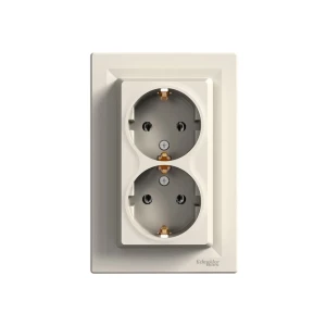 Двойная розетка asfora 16 a 250 в кремовый schneider-electric