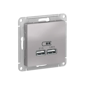 Розетка usb atlas design 1.05/2.1 а 5 в алюминий schneider-electric