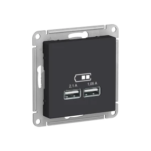 Розетка usb atlas design 1.05/2.1 а 5 в углерод schneider-electric