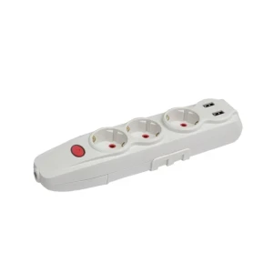 Розеточная колодка с заземлением и выключателем 3 гнезда + 2 usb без кабеля 16 a elmos
