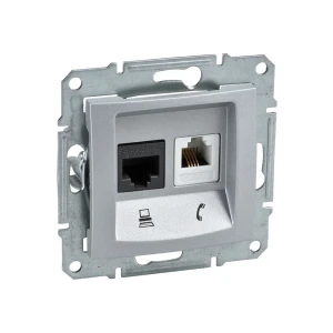 Розетка компьютерная двойная sedna 16 a алюминий schneider-electric Thumbnail 1