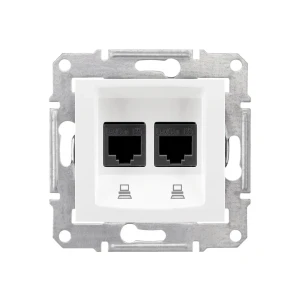 Розетка компьютерная двойная sedna 220 в белый schneider-electric
