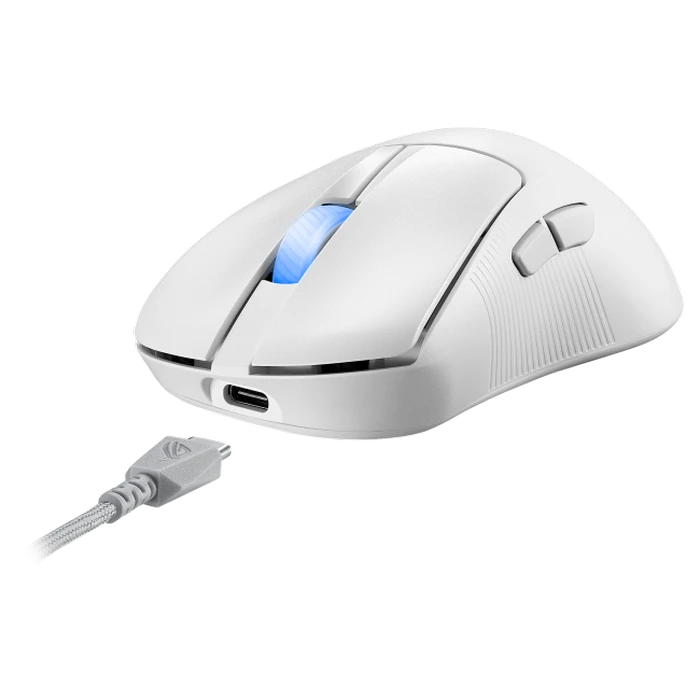 Gaming mouse asus rog keris ii ace, moonlight white 2