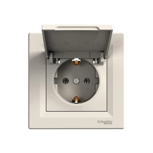 Розетка с крышкой asfora 16 a 250 в кремовый schneider-electric