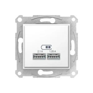 Розетка зарядное устройство usb sedna 1.05/2.1 а белый schneider-electric