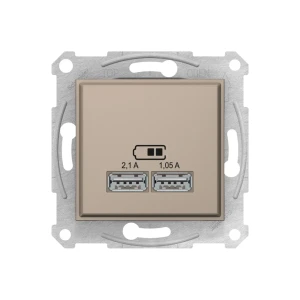 Розетка зарядное устройство usb sedna 1.05/2.1 а 5 в титановый schneider-electric