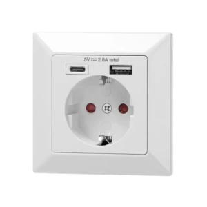 Priză unitară + usb + usb tip c 2.8 a 230 - 240 v alb orno