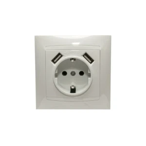 Унитарная розетка с заземлением + 2 usb jasmin 16 a 220 в белый elmos