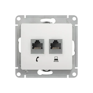 Розетка компьютерная двойная glossa 16 a белый schneider-electric