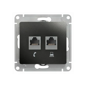 Розетка компьютерная двойная glossa 16 a антрацит schneider-electric