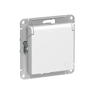 Розетка с защитой и с крышкой atlas design 16 a 250 в белый schneider-electric