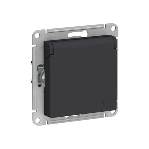 Priză cu protecție și capac atlas design 16 a 250 v carbon schneider-electric